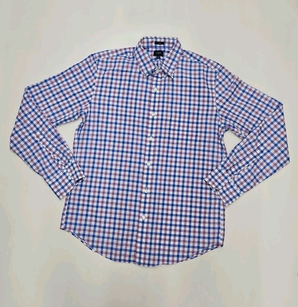 J Crew Shirt Mens Size Large Color Blue Purple And Slim Fit Button Down Long...